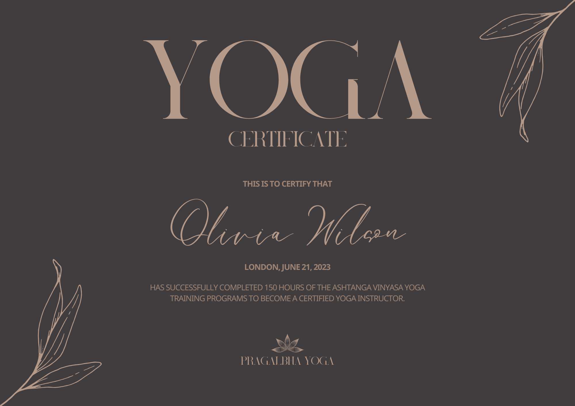 Pragalbha Yoga Certificate
