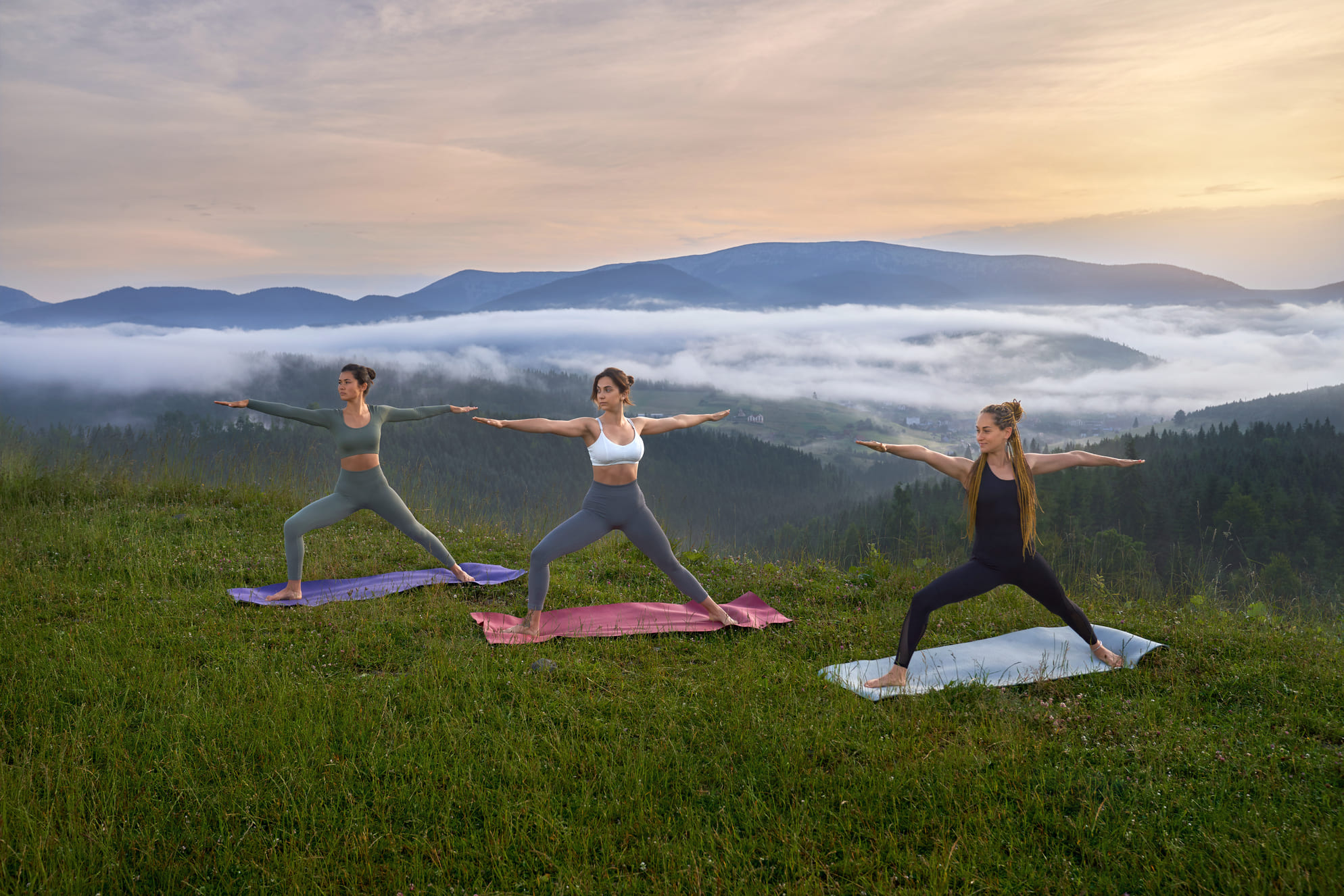 Team Yoga on Outdoor Deck